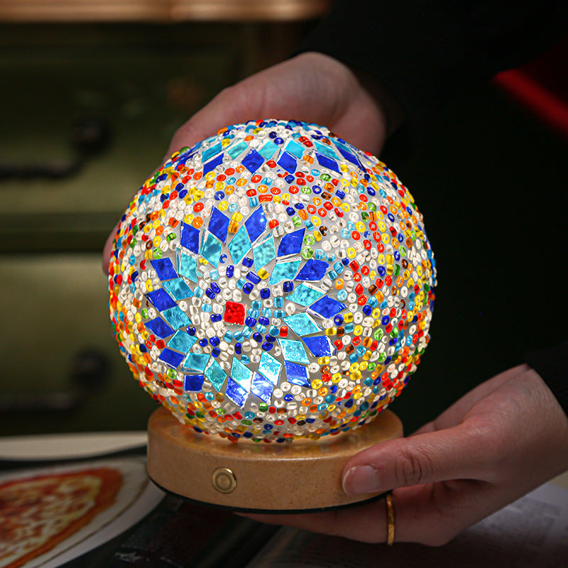 Blue Handmade Mosaic Glass Lamp | Vibrant Decorative Table Light