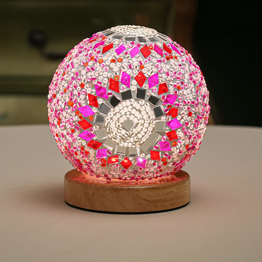 Pink Handmade Mosaic Glass Lamp | Vibrant Decorative Table Light