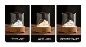 Gold LED Glass Night Light with Mountain Design | USB Rechargeable for Soft Ambient Lighting