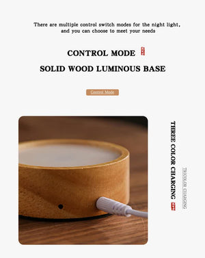 Silver LED Glass Night Light | Mountain Design | USB Rechargeable