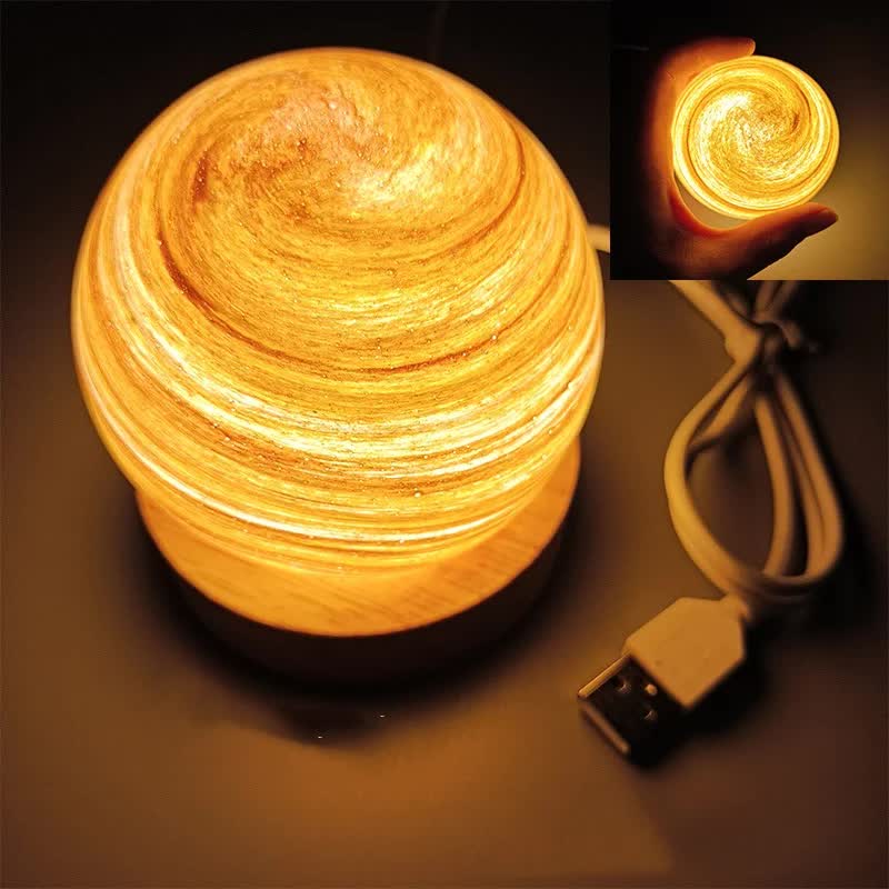 Sunset LED Planet Night Light | USB Rechargeable with Wooden Base