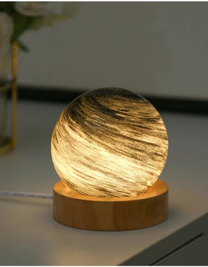Sunset LED Planet Night Light | USB Rechargeable with Wooden Base