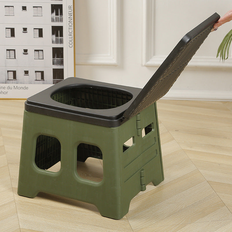 Green Portable Folding Outdoor Toilet with Lid | Heavy Duty 150kg Capacity