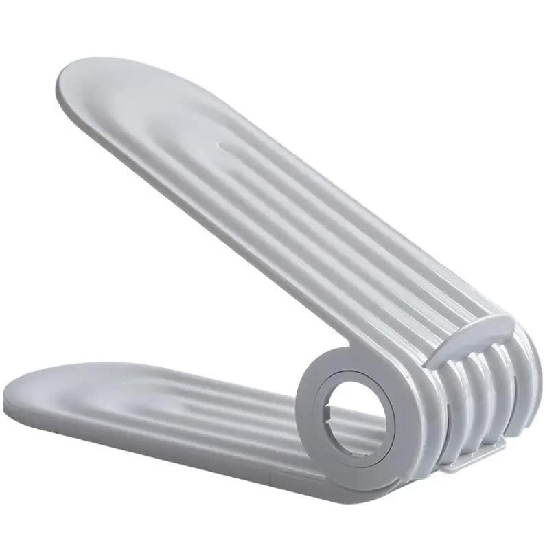 2 PCS | Adjustable Shoe Slot Organizer | Grey | Space-Saving Shoe Storage | Closet & Shelf Solution