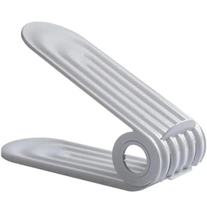 2 PCS | Adjustable Shoe Slot Organizer | Grey | Space-Saving Shoe Storage | Closet & Shelf Solution