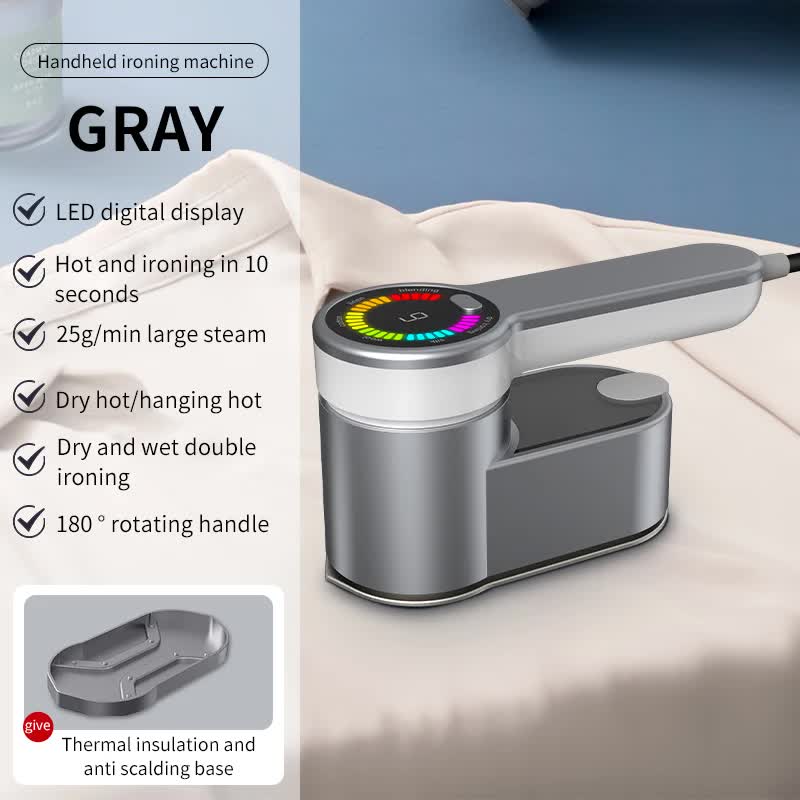 Portable Handheld Garment Steamer | Grey | Mini Steam Iron | Compact Clothes Steaming Iron | Home & Dorm Use | Wrinkle Removal