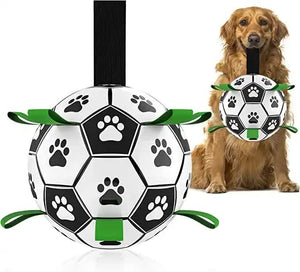 1515cm Interactive Dog Toy Soccer Ball with Rope | Outdoor Fetch & Tug Play | Training & Exercise Pet Toy