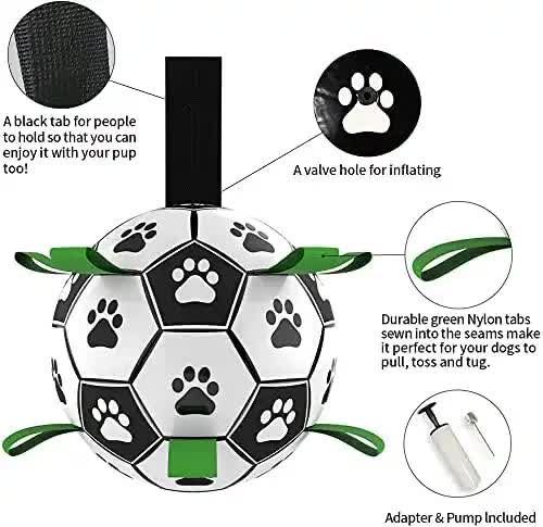 1515cm Interactive Dog Toy Soccer Ball with Rope | Outdoor Fetch & Tug Play | Training & Exercise Pet Toy