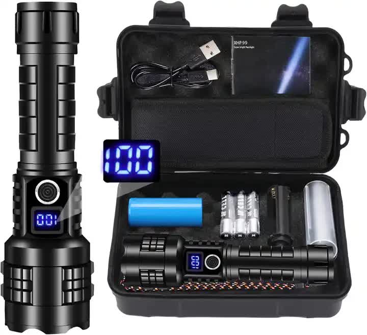 Gift Box LED Self-Defense Flashlight | Powerful Rechargeable Type-C LED Torch | Digital Display