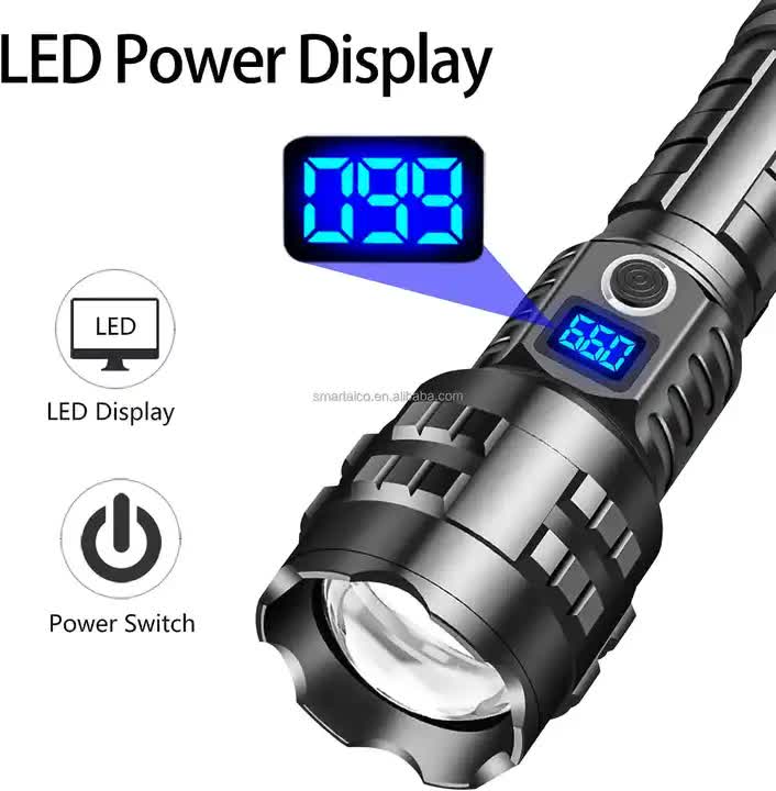 Gift Box LED Self-Defense Flashlight | Powerful Rechargeable Type-C LED Torch | Digital Display
