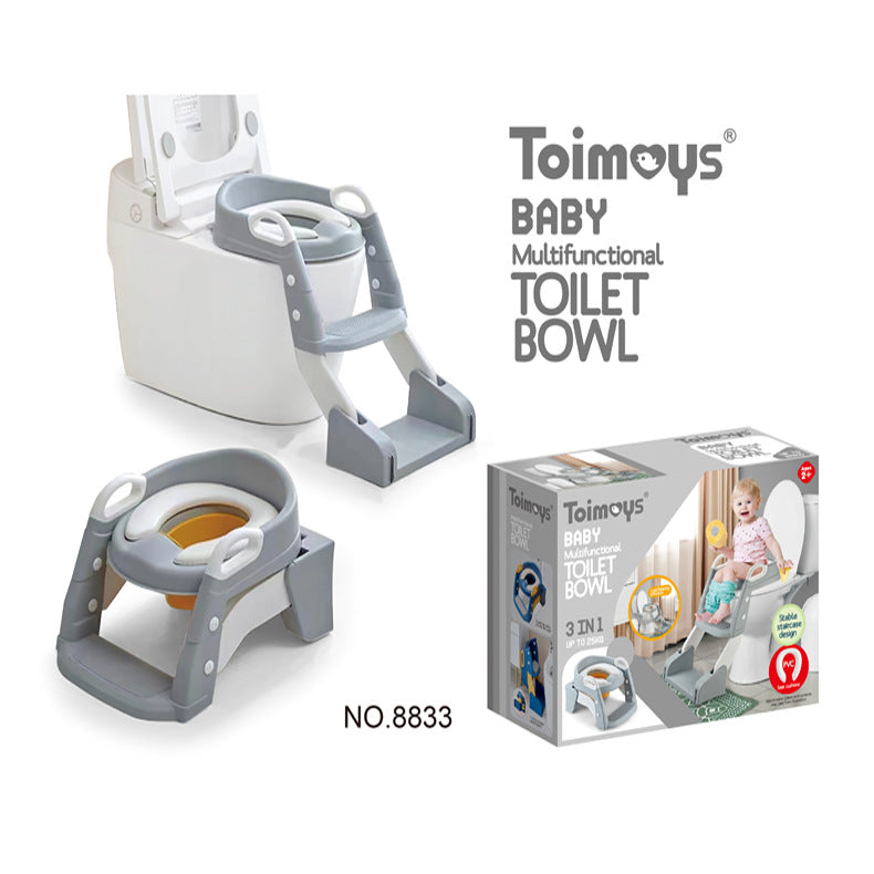 Grey Children's Toilet Trainer Seat | Foldable Potty Ladder | Color Box | Easy-to-Use Toilet Seat for Kids