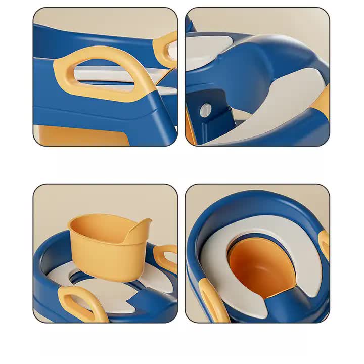 Blue Children's Toilet Trainer Seat | Foldable Potty Ladder | Color Box | Easy-to-Use Toilet Seat for Kids