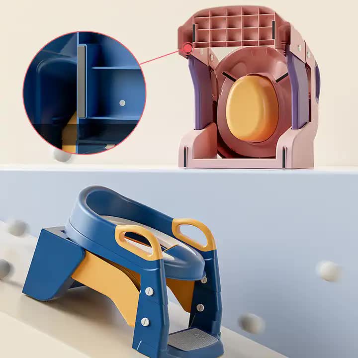 Blue Children's Toilet Trainer Seat | Foldable Potty Ladder | Color Box | Easy-to-Use Toilet Seat for Kids