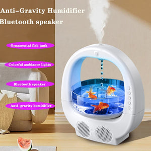 White 3-in-1 Anti-Gravity Humidifier | Aromatherapy Machine | Bluetooth Speaker | Fish Tank Ambient Light