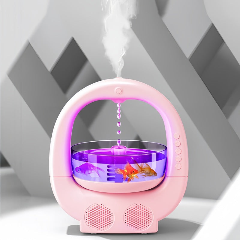 Pink 3-in-1 Anti-Gravity Humidifier | Aromatherapy Machine | Bluetooth Speaker | Fish Tank Ambient Light