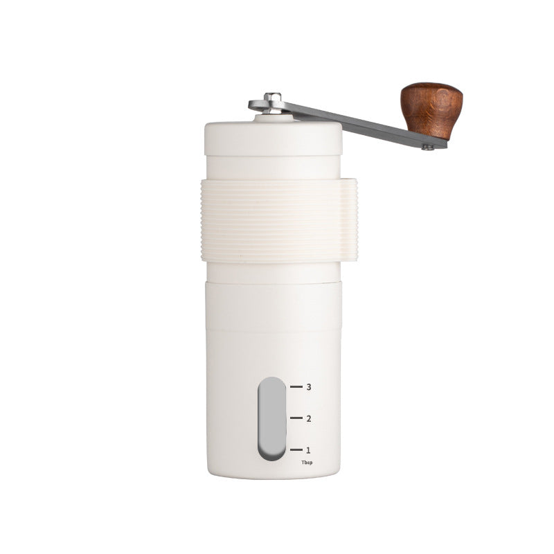 White Portable Stainless Steel Coffee Grinder | Manual Hand-Cranked Coffee Mill, Heavy-Duty Burr Grinder for Fresh Coffee Beans