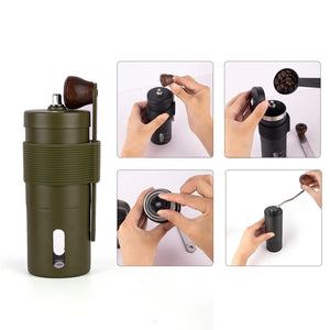 White Portable Stainless Steel Coffee Grinder | Manual Hand-Cranked Coffee Mill, Heavy-Duty Burr Grinder for Fresh Coffee Beans