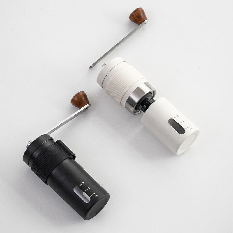 White Portable Stainless Steel Coffee Grinder | Manual Hand-Cranked Coffee Mill, Heavy-Duty Burr Grinder for Fresh Coffee Beans