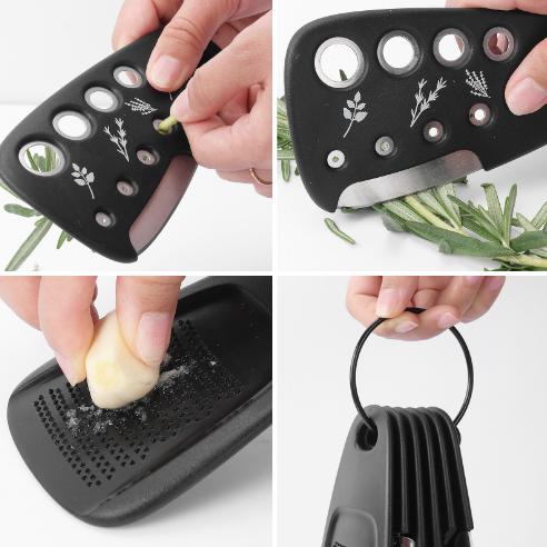 Stackable Kitchen Tool Set | Multi-Function Grater, Herb Cutter, Garlic Press, Can Opener, Cheese Grater, Pizza Cutter & Spice Set