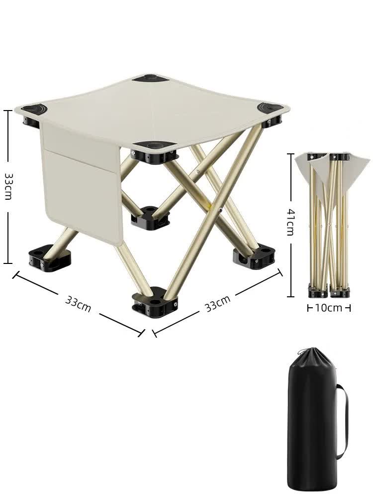 Outdoor Folding Stool | White | 33x32cm | Lightweight Portable Picnic Chair | Fishing & Camping Seat | Collapsible Bench