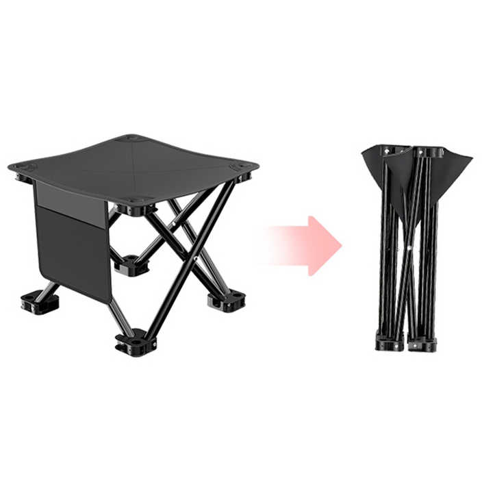 Outdoor Folding Stool | Black | 33x32cm | Lightweight Portable Picnic Chair | Fishing & Camping Seat | Collapsible Bench