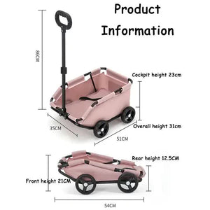 Red Lattice Compact Foldable Pet Stroller | Lightweight Travel Pushchair for Small Pets & Cats | Portable & Collapsible Buggy