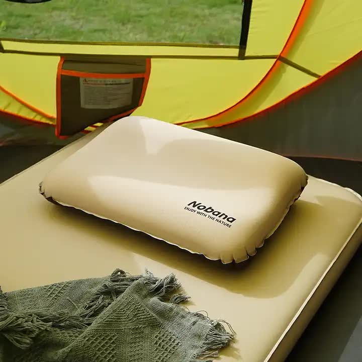 Automatic Inflatable Outdoor Pillow | Black | 3D Sponge | Portable Travel Neck Cushion | Air Mattress for Camping & Tent
