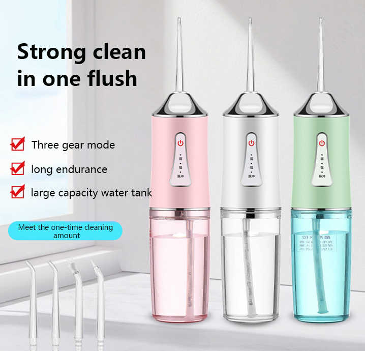 Green Electric Portable Water Flosser | Smart 4-Head Oral Irrigation Teeth Cleaner | Pulse Cleaning