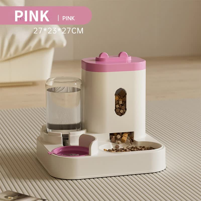 Pink Automatic Pet Feeder and Water Dispenser | Smart Dog Bowl & Cat Feeder | Universal Pet Feeding Station | Electric Pet Water Fountain