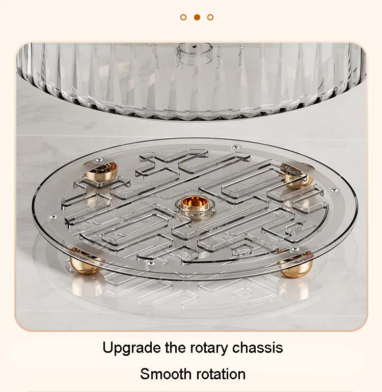 Grey Luxury Rotating Storage Rack | Transparent Spice Organizer | Desktop Rotating Tray for Kitchen & Living Room