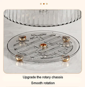 Grey Luxury Rotating Storage Rack | Transparent Spice Organizer | Desktop Rotating Tray for Kitchen & Living Room