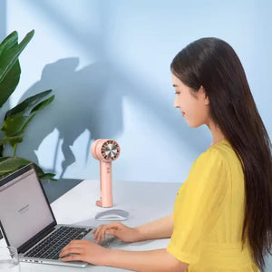 Pink Outdoor Handheld Cooling Fan | Mini Macaron Portable Desk Fan with Carabiner | Home, Travel & Hiking