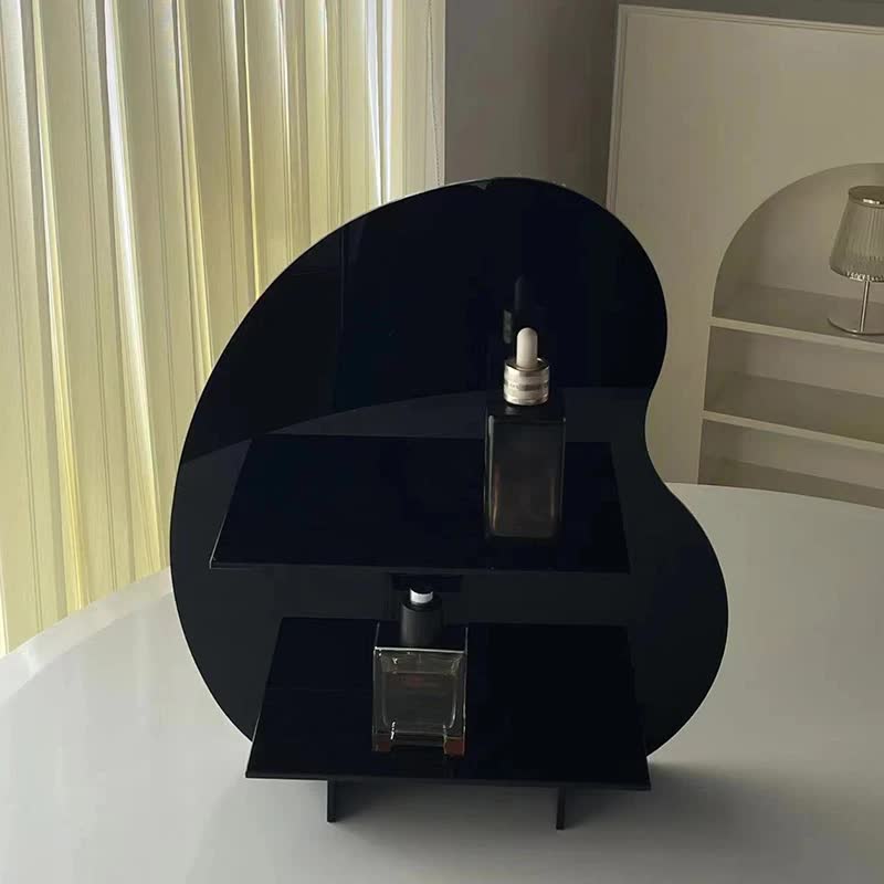 Black Acrylic Desktop Organizer | 40x36x10cm | Christmas Aromatherapy Display Shelf | Cosmetics, Candles, Décor