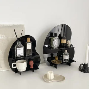 Black Acrylic Desktop Organizer | 40x36x10cm | Christmas Aromatherapy Display Shelf | Cosmetics, Candles, Décor