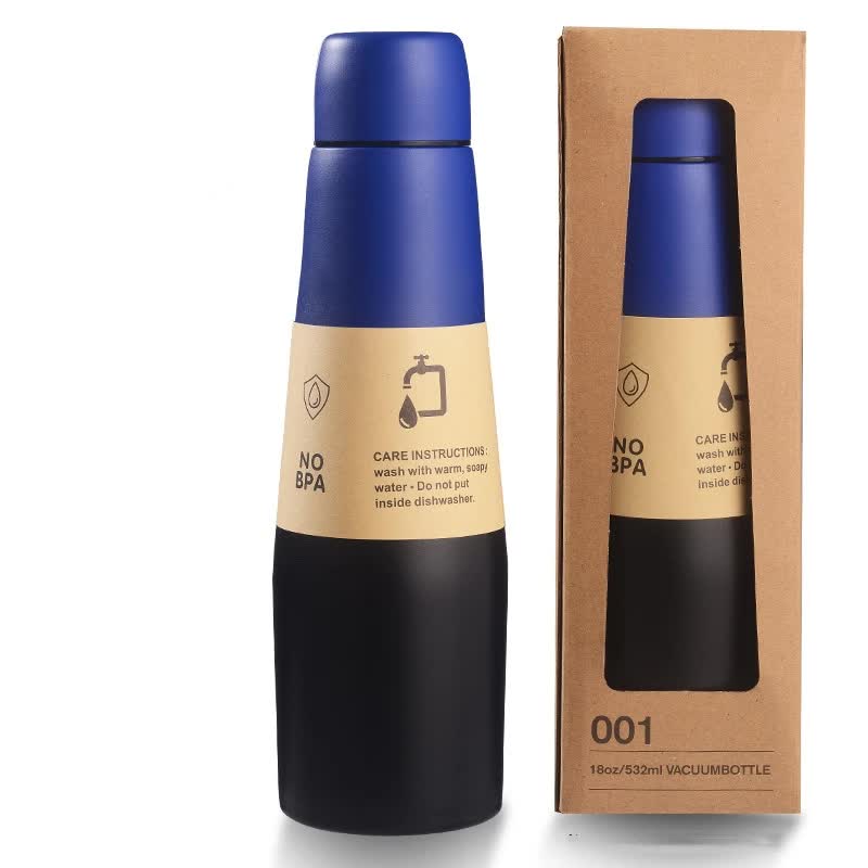 Black-Blue Gradient Insulated Water Bottle | 304 Stainless Steel Vacuum Cup | Large Capacity | Portable Sports Bottle