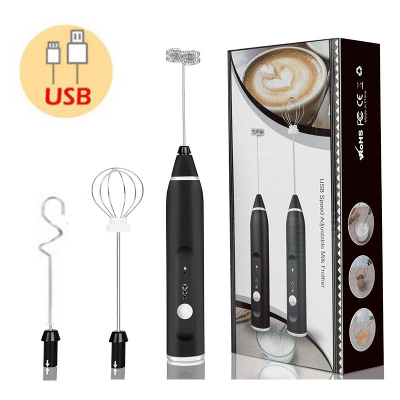Black 304 Stainless Steel Handheld Electric Milk Frother | Egg Beater, Paint Mixer & Milk Powder Whisk