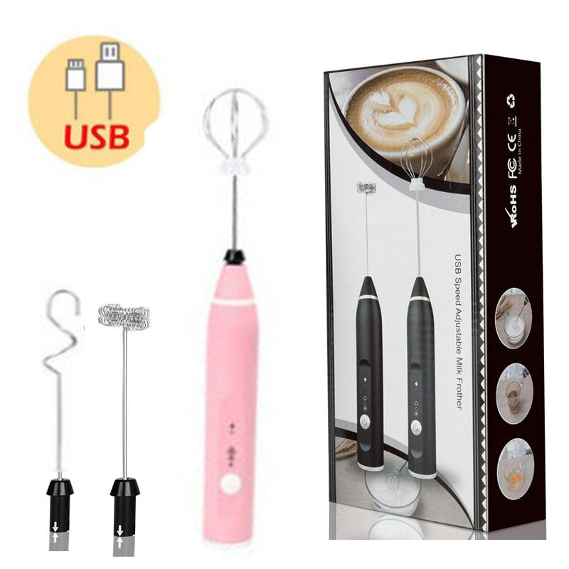 Pink 304 Stainless Steel Handheld Electric Milk Frother | Egg Beater | Paint Mixer | Milk Powder Whisk