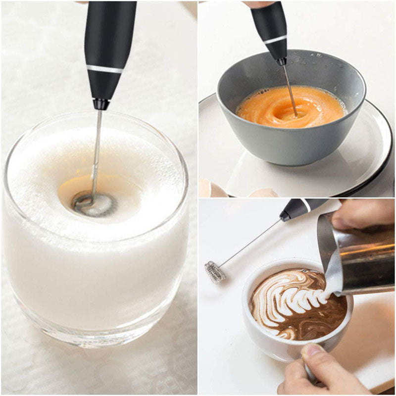 Silver 304 Stainless Steel Handheld Electric Milk Frother | Egg Beater, Paint Mixer & Milk Powder Whisk