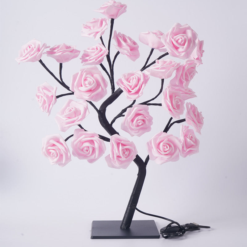LED Rose Flower Tree Light with Detachable Base & USB Switch | Decorative Night Light for Home Décor