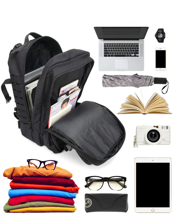 Black Travel Sports Backpack | Large Capacity | Waterproof & Durable | Multifunctional Commuter Design