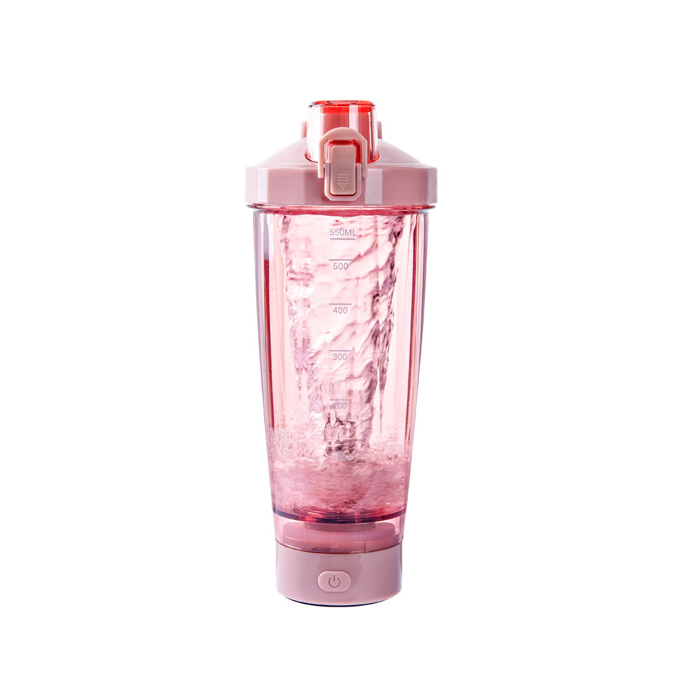 Pink Portable Electric Shaker Bottle | No LED Light | 550ml Sports Protein Mixer Cup | Gym & Travel