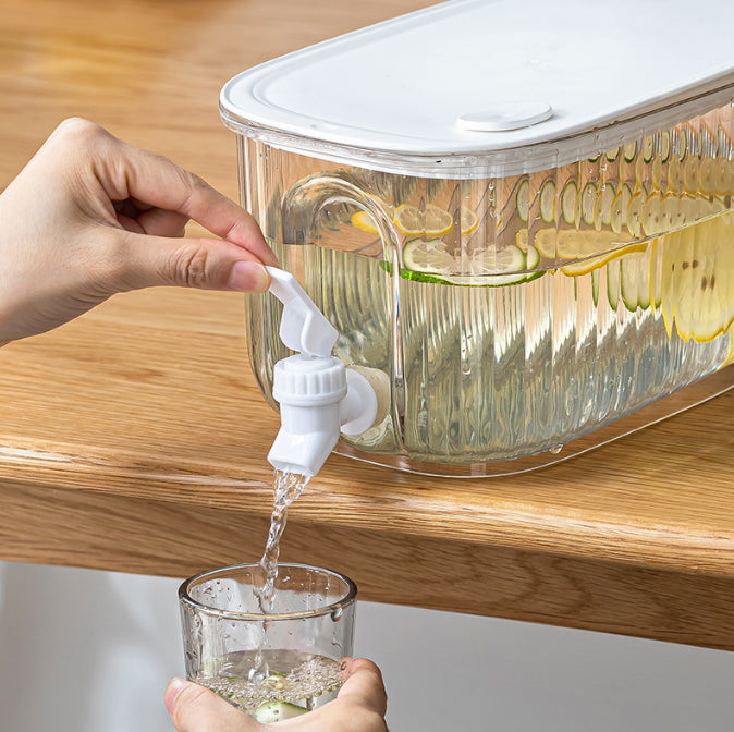 Transparent 4L Refrigerator Cold Drink Dispenser | Juice & Fruit Infuser | Spigot Beverage Container
