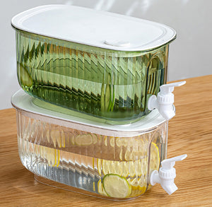 Transparent 4L Refrigerator Cold Drink Dispenser | Juice & Fruit Infuser | Spigot Beverage Container