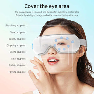 Pink Air Compression Eye Massager | Heated Eye Massager | Vibration & Bluetooth Music | Portable Eye Care Device