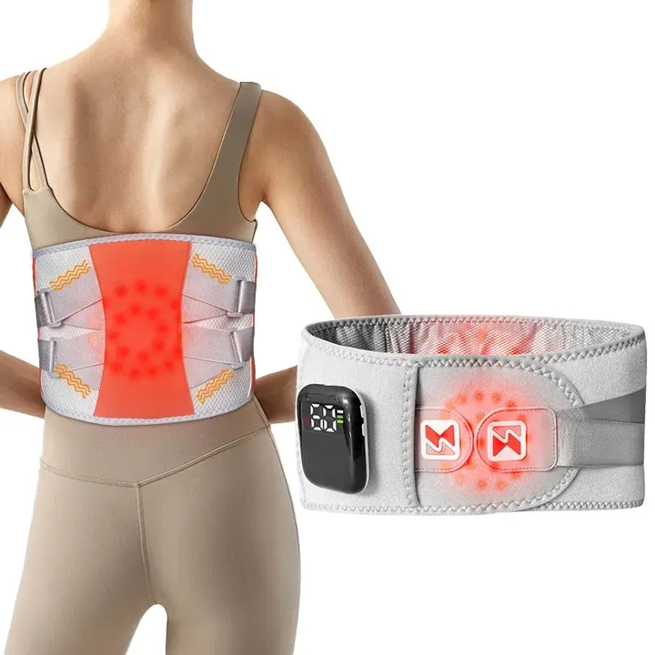 Grey & Orange Wireless Heated Waist Massager | Lumbar Support | Smart Back Pain Relief Device