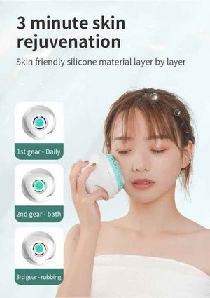 White Electric Bath Brush & Multi-Functional Massager | Long Handle Waterproof Body Cleansing Tool