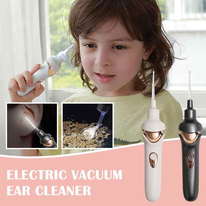 Black | Electric Earwax Removal Tool | LED Light | Ear Cleaner for Adults and Kids | USB Rechargeable | Multiple Tips