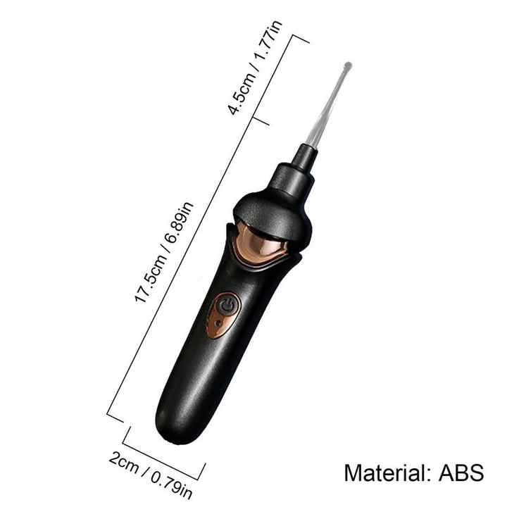 Black | Electric Earwax Removal Tool | LED Light | Ear Cleaner for Adults and Kids | USB Rechargeable | Multiple Tips