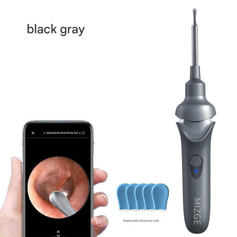Black | Rechargeable Visual Electric Ear Cleaner | LED Light | Safe and Effective Ear Wax Removal Tool | Adults and Children