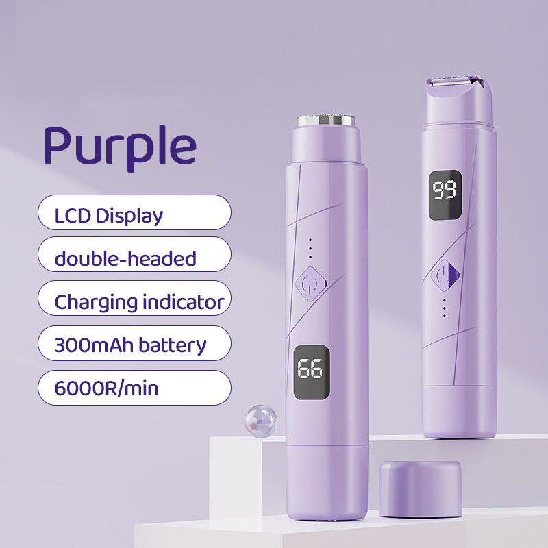 Purple Portable Wireless Electric Hair Remover | Dual-Head Rechargeable Mini Shaver for Women’s Sensitive Areas